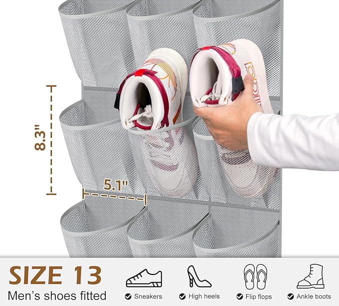 MISSLO 30 Large Pockets Dual Sided Hanging Shoe Organizer - Image 3