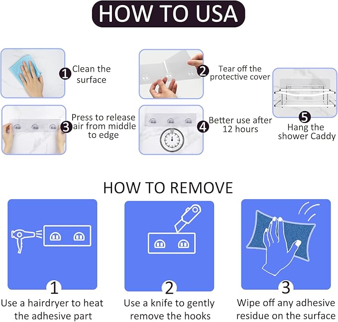16-Pack Shower Caddy Adhesive Replacement, Transparent Adhesive Hooks Stickers - Image 3