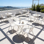 VINGLI PE Rattan Outdoor Dining Chairs Set of 4, Plastic Stackable Patio Chairs for Indoor, Porch, Restaurant, Garden, White - Image 8