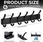 Coat Rack Wall Mount, 1 Pack Coat Hooks Hanger Wall Double Hook Rack Rail Towel - Image 2