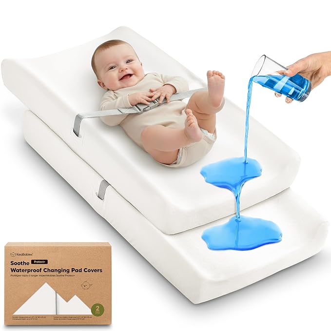 2-Pack Waterproof Changing Pad Covers Boy, Girl – 32x16 Soft Cotton Baby by KeaBabies