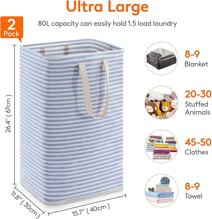 Lifewit 2 Pack Laundry Hamper Large Collapsible Laundry Baskets, Freestanding - Image 4
