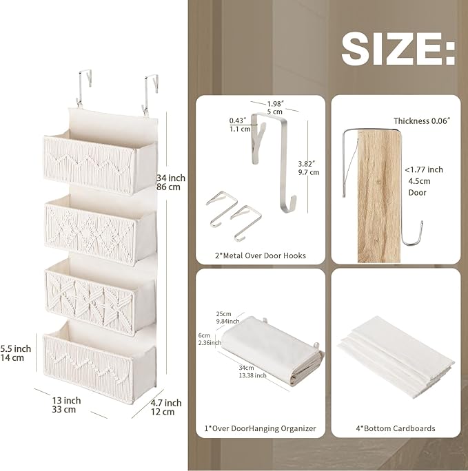 Over the Door Organizer Macrame Boho Nursery Storage - Image 4