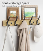 Coat Rack Wall Mount, 16.5 Inches Wood Coat Hooks Wall Mount, Wall Coat Rack - Image 3