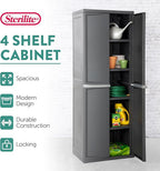 Sterilite 2-Pack 4 Shelf Cabinet, Lockable Utility Storage w/Adjustable Shelves, Gray - Plastic Shelving Unit for Organizing Garage, Pantry, Basement, Laundry Room or Mudroom - Image 3