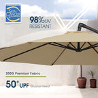 wikiwiki 10ft Patio Umbrella with Base Included, Outdoor Offset Cantilever Umbrella with Sandbag Base for Backyard, Garden and Pool, Easy to Tilt and Crank, Tan - Image 3