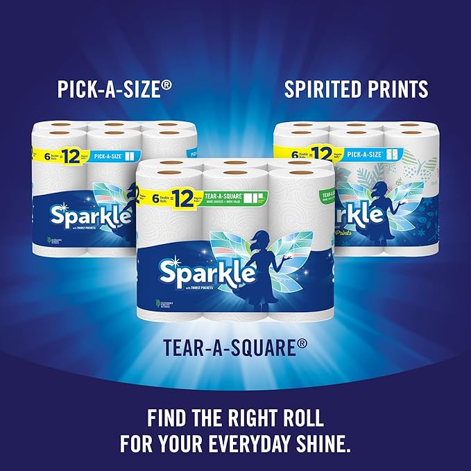 Sparkle Tear-A-Square Paper Towels, 2 Double Rolls = 4 Regular Rolls, - Image 10