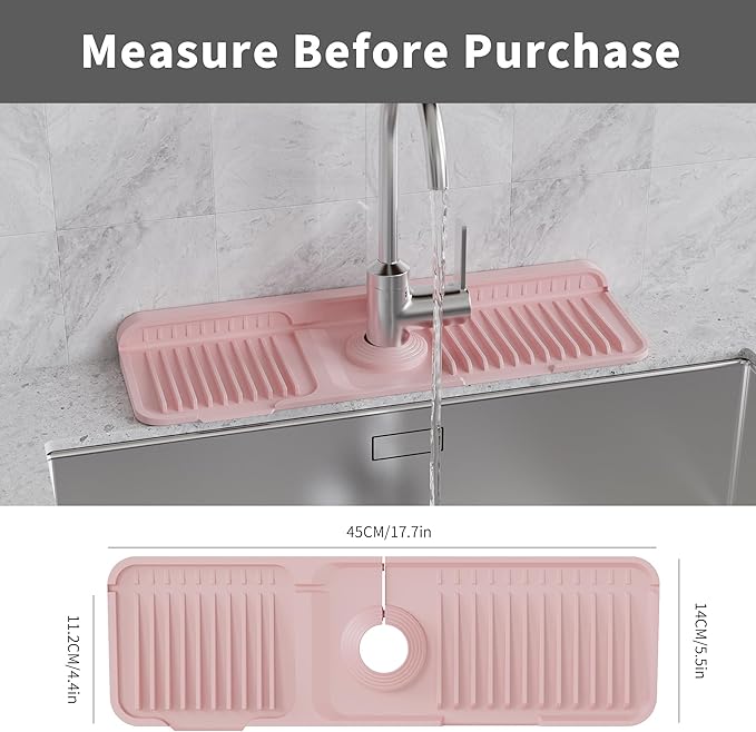 WAFT YEARN 17X5 Inch Silicone Durable Faucet Mat Kitchen Sink Splash Guard - Image 2