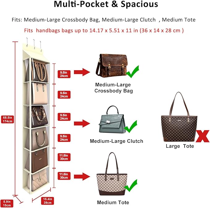 Lirex Over The Door Purse Organizer & Purse Shelf - Image 2