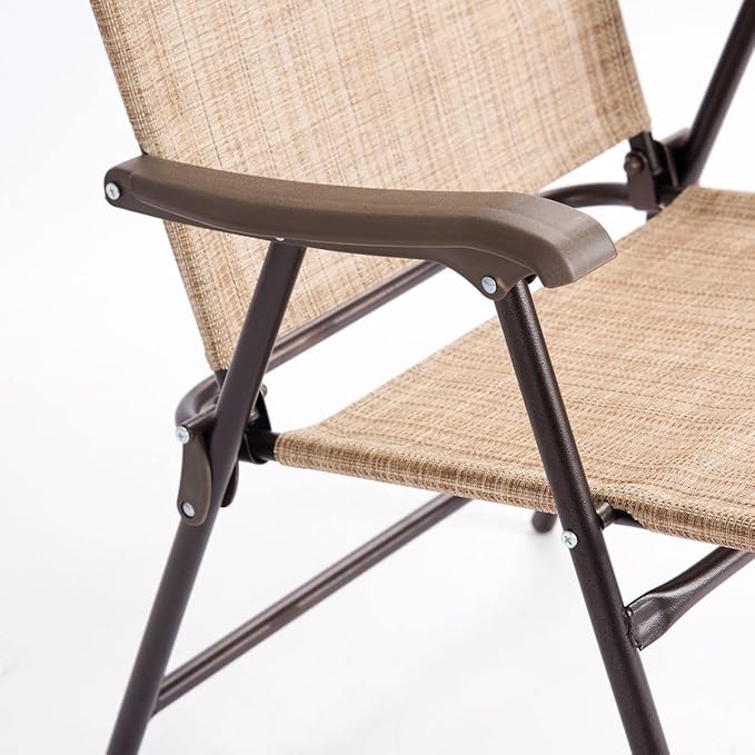 Giantex Set of 2 Patio Folding Chairs, Outdoor Patio Dining Chairs w/Armrest, Sling Back, Metal Frame, Outside Use for Lawn Camping Garden Pool Beach Yard Lounge, No Assembly, Yellow - Image 8