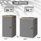 BALEINE Laundry Hamper with Lid, Tall Laundry Baskets with Bamboo Pull Handles - Image 4