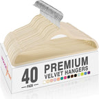 HOUSE DAY Beige Velvet Hangers 40 Pack, Non Slip Clothes Felt Hanger Heavy Duty by HOUSEDAY