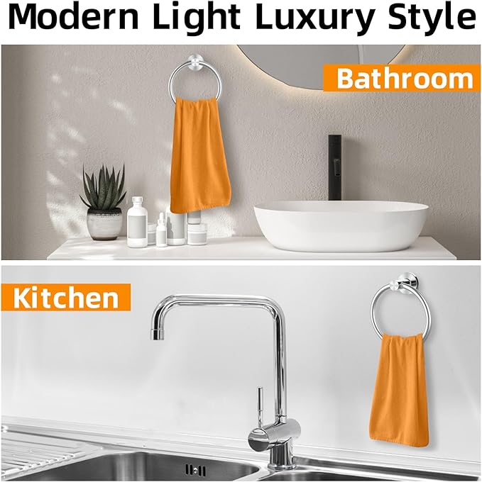 Brushed Silver Towel Ring 2Pack, SUS304 Stainless Steel Hand Towel Holder - Image 8