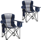 ALPHA CAMP Heavy Duty Camping Chair 500LBS Capacity, Oversized Folding Chair for Heavy People, Padded Portable Outdoor Chair with Cooler Bag & Cup Holder for Camping, Fishing, Beach by ALPHACAMP