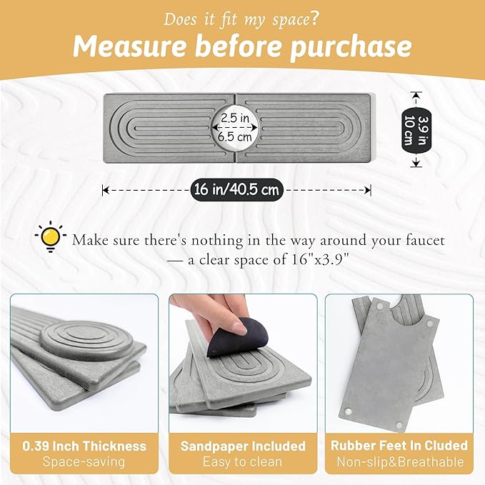 Diatomite Sink Protector for Kitchen, Super Absorbent Soap Drying Ttray Sponge - Image 2