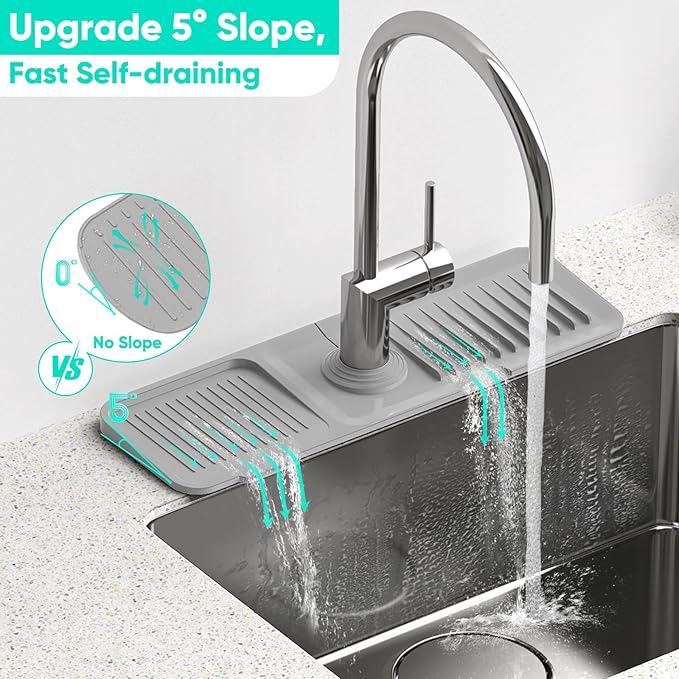 17.7'' Faucet Mat for Kitchen Sink Kitchen Sink Splash Guard Silicone Kitchen - Image 3