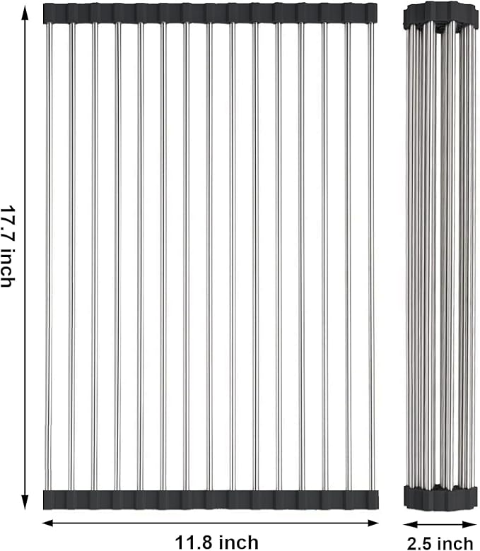 Searik Stainless Steel Over The Sink Dish Drying Rack, Roll Up Foldable Kitchen - Image 2