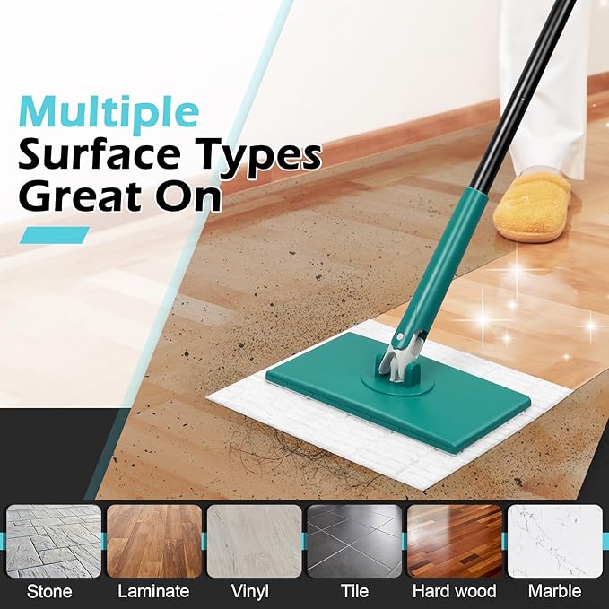 Sweeper Mop for Floor Cleaning Pet Hair Removal, Disposable Dust Dry Mop - Image 7