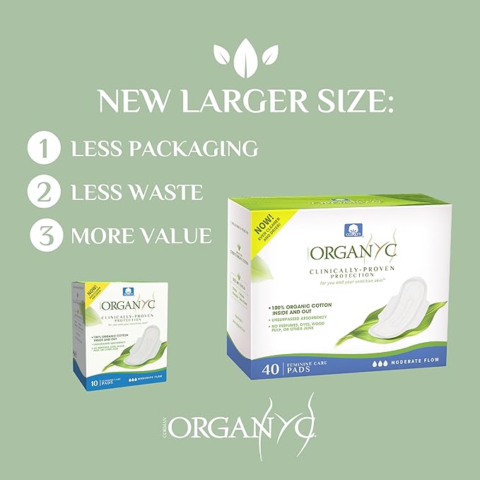 Organyc - 100% Certified Organic Cotton Inside and Out Feminine Pads, Sanitary - Image 7