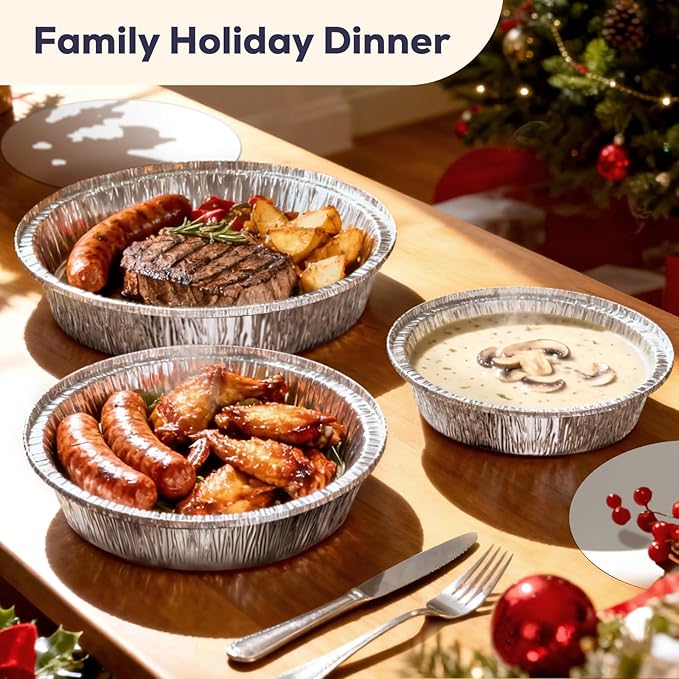 Fit Meal Prep 50 Pack 7” Round Aluminum Foil Pans - Image 4