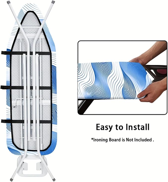 Nuxovilar Blue and White Flowing Wave Lines Ironing Board Cover, This Cover - Image 5