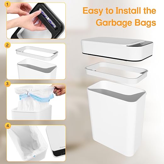 Bathroom Trash Can with Lid 2.6 Gallon Automatic Touchless Trash Cans Small - Image 7