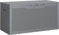Greesum Outdoor Storage Box 100 Gallon Storage Bin with Lid for Patio Furniture, Garden Tools, Pool Supplies, Lockable, Waterproof and UV Resistant, Gray by BuynowfromGreesum