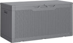 Greesum Outdoor Storage Box 100 Gallon Storage Bin with Lid for Patio Furniture, Garden Tools, Pool Supplies, Lockable, Waterproof and UV Resistant, Gray by BuynowfromGreesum