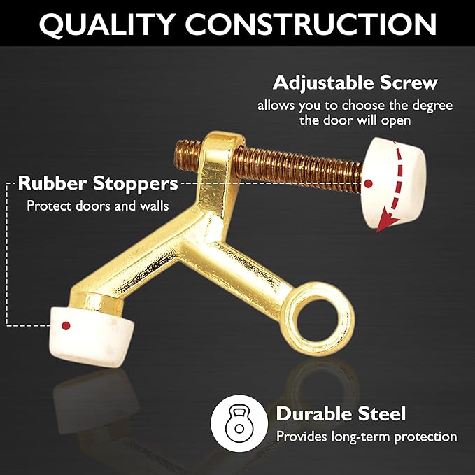 Design House Door Stops, Rubber Cushion Tips, Heavy Duty Zinc Alloy, Easy - Image 3