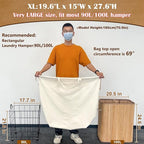 Canvas Laundry Bags with Handles & Rectangular Base, Washable Canvas Drawstring - Image 2