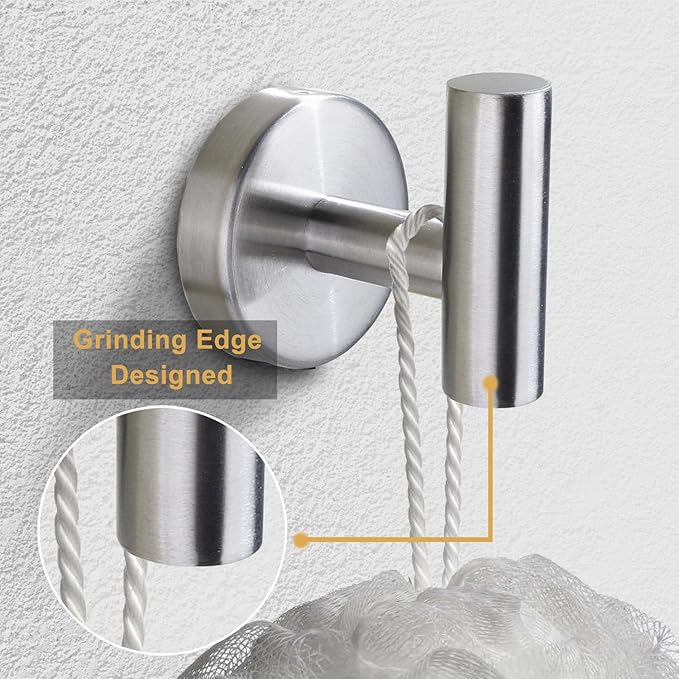 Towel Hook for Bathroom, Screw Mount Heavy Duty Wall Hooks, Stainless Steel - Image 5