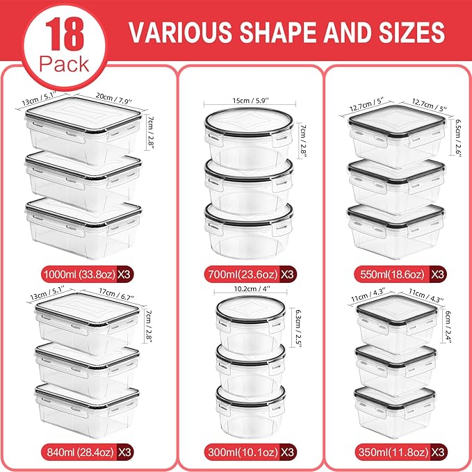 Skroam 36 Pack Food Storage Containers, Plastic BPA-Free Meal Prep Container - Image 2