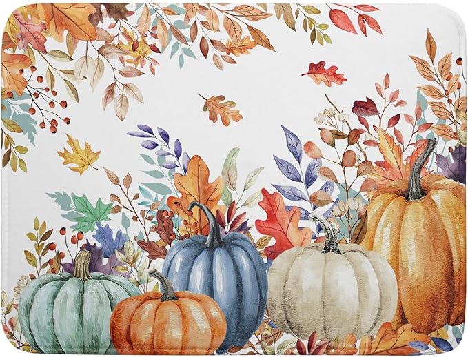 Fall Watercolor Pumpkin Dish Drying Mat 18 x 24 Inch by APORTT