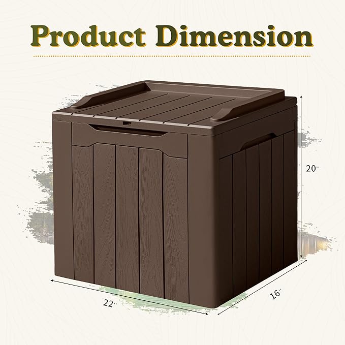 Devoko 31 Gallon Waterproof Outdoor Storage Box Resin Deck Box Lockable and UV Resistant for Patio Furniture,Garden Tools (Brown) - Image 6