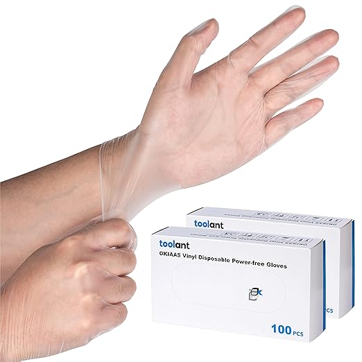 OKIAAS Disposable Gloves M, Food Safe, Bulk of 200 Pcs|Latex and Powder-Free by OKIAAS