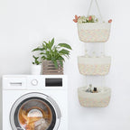 TeoKJ 3-Tier Woven Cotton Wall-Mounted Hanging Storage Baskets, Over the Door - Image 7