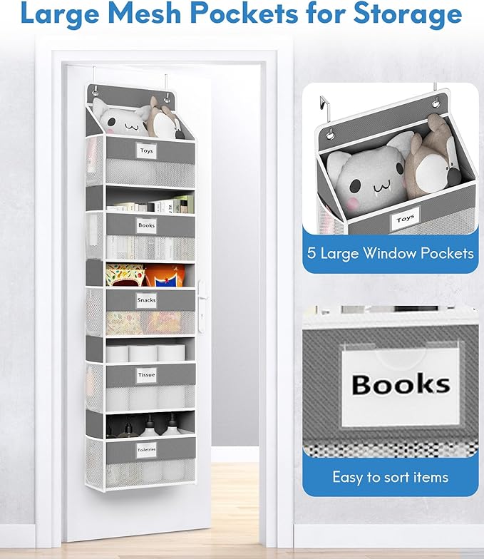 Over The Door Organizer Hanging, 2 Pack 5 Shelf Behind The Doors Storage - Image 3