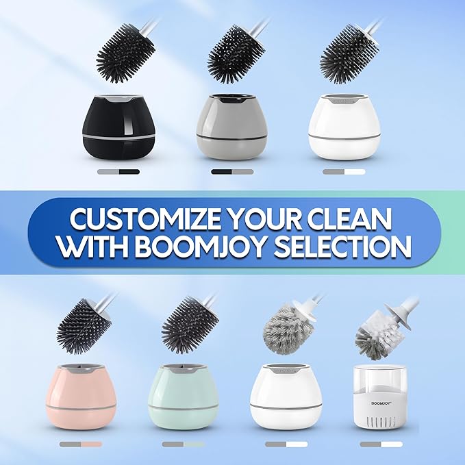 BOOMJOY Toilet Brush and Holder Set, Silicone Toilet Bowl Cleaner Brush - Image 2