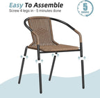 Amopatio Outdoor Dining Chairs Set of 4, Stackable Patio Chairs, Rattan Wicker Patio Dining Chairs Set of 4, Bistro, Deck, Yard, Porch, Brown - Image 7