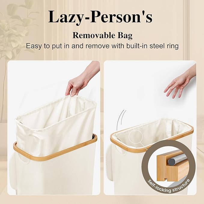 Slim Laundry Hamper, 60L Waterproof Narrow Laundry Basket - Image 3