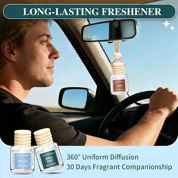 6 Pack Premium Car Air Freshener, Long Lasting Luxury Diffuser Set, Hanging - Image 4