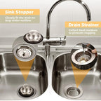 Mudder 3 Pcs Kitchen Sink Drain Strainer and Stopper Stainless Steel Garbage - Image 6
