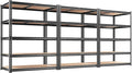 REIBII 2400LBS Storage Shelves 5 Tier Garage Shelving Heavy Duty, Adjustable Metal Shelving, Garage Shelves for Basement, Warehouse, Pantry, Closet, Kitchen 72" H x 35.55" W x 16" D, Black, 3 Pack by REIBII