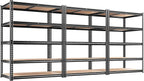 REIBII 2400LBS Storage Shelves 5 Tier Garage Shelving Heavy Duty, Adjustable Metal Shelving, Garage Shelves for Basement, Warehouse, Pantry, Closet, Kitchen 72" H x 35.55" W x 16" D, Black, 3 Pack by REIBII