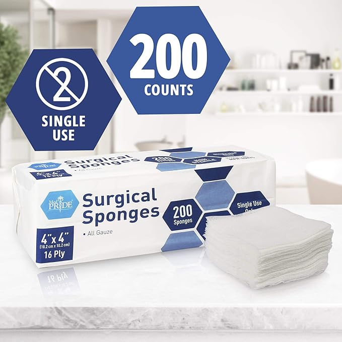MED PRIDE All Cotton Non-Stick Bandage Supplies 4x4in Premium Quality Surgical - Image 2