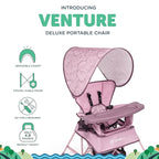 Baby Delight Go with Me Venture Portable Chair | Indoor and Outdoor | Sun Canopy | 3 Child Growth Stages | Canyon Rose - Image 2