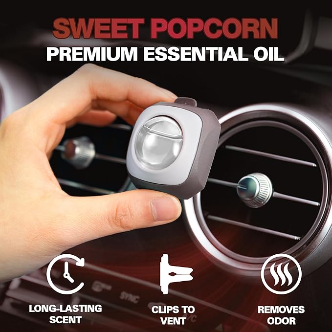 Air Jungles Sweet Popcorn Scent Car Air Freshener Vent Clip, Natural Essential - Image 2