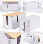 ZhiYo Bamboo Lid Cord Organizer Box, Safe ABS Wire Organizer - Image 5