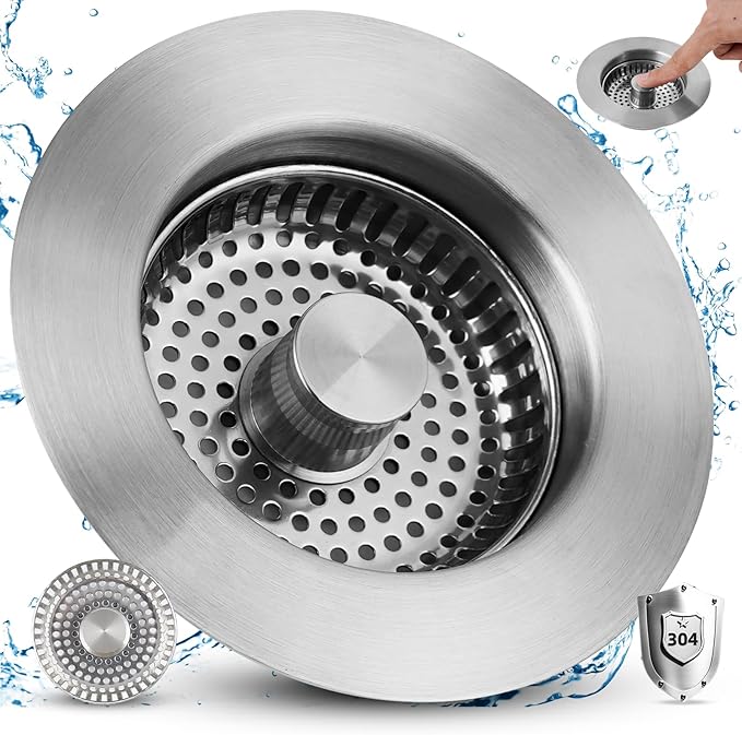 Hygie Rinse 3-in-1 Kitchen Sink Strainer Stopper Combo All Metal Stainless Pop by Greatcomfortathome