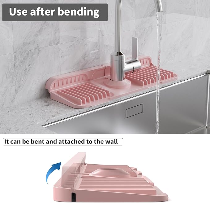 WAFT YEARN 14X5 Inch Silicone Durable Faucet Mat Kitchen Sink Splash Guard - Image 5
